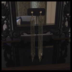 Indie Grunge Cascading Dark Alloy Chain Tassel Drop Dangle Fringe Festival Party